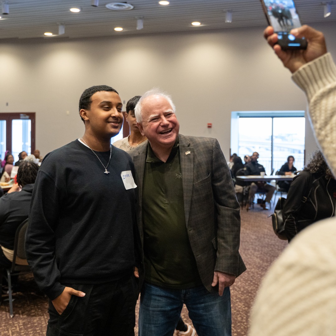 Student with Governor Tim Walz.