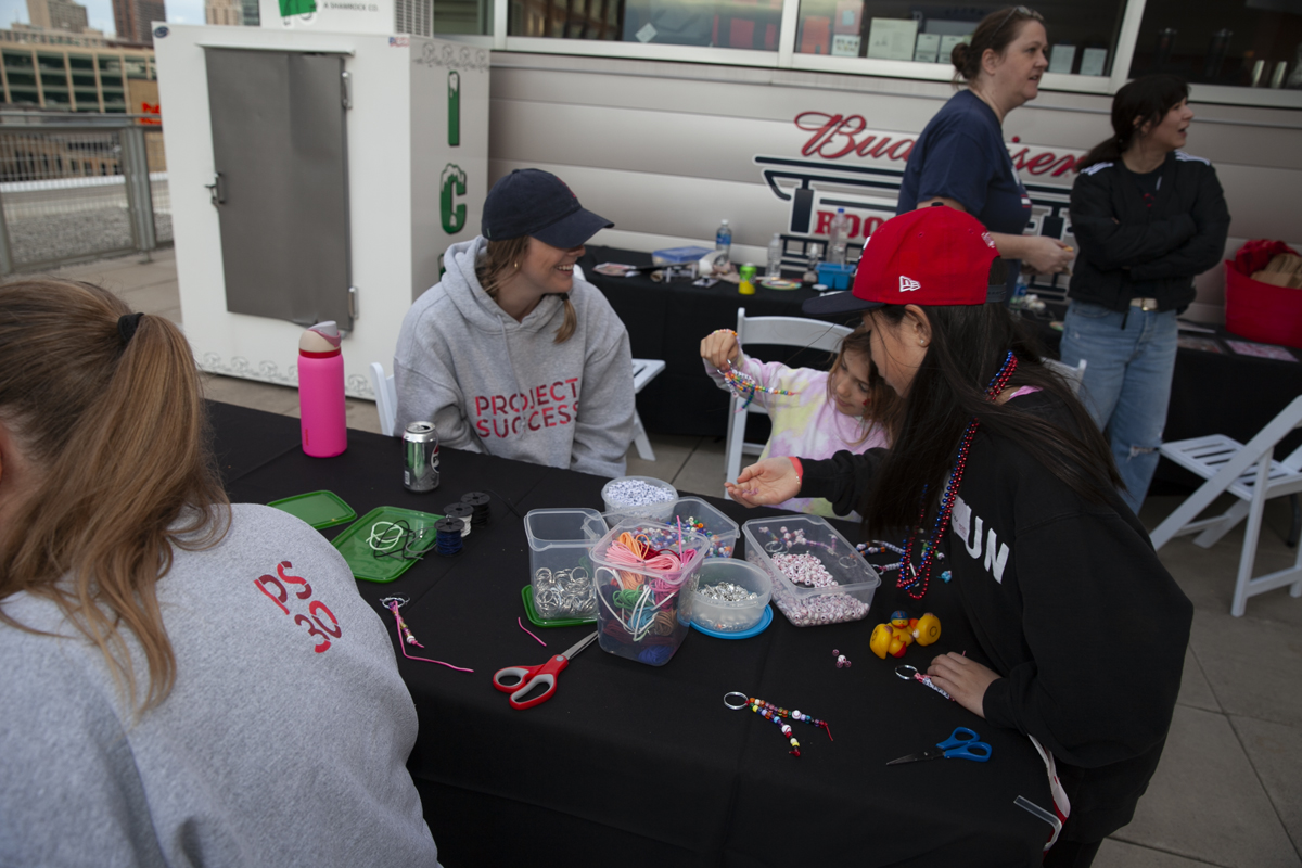 A student and staff at the Kids Area.