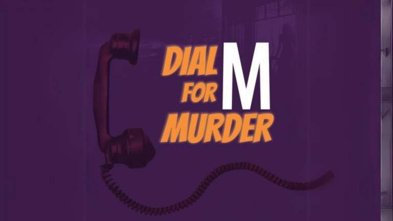 Telephone graphic next to Dial M for Murder title