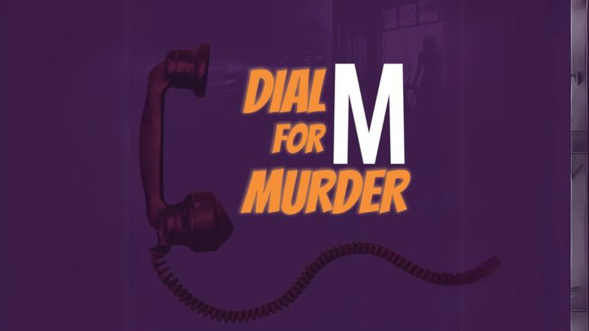 Telephone graphic next to Dial M for Murder title