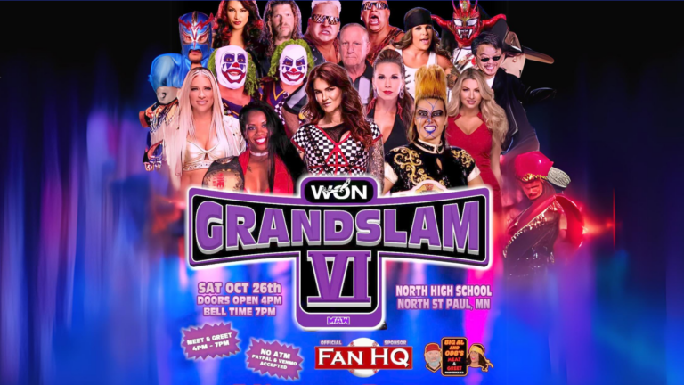 Wrestlers in the GrandSlam VI promo poster